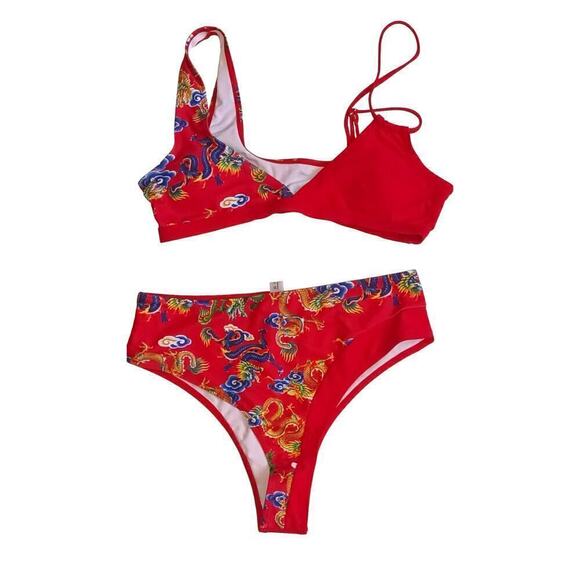 SHEIN Dragon Bikini Red Women's XL - Picture 1 of 4